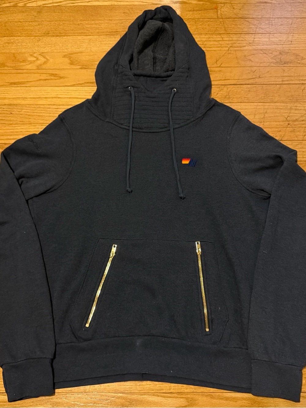 Aviator Nation Ninja Hoodie Women’s Size L Long Sleeve Pullover Navy Blue Logo